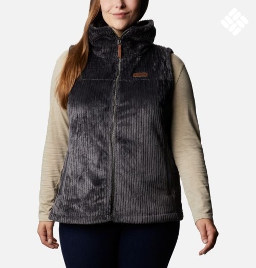 Women's Columbia Fireside Sherpa Vest Black | Plus Size CA-B301C